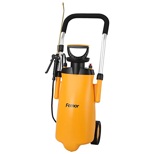 spécification Femor 12L Pulvérisateur de Jardin, Pulvérisateur à Pression à Deux Roues avec la Buse Réglable, Idéal pour Herbicide/Eau/Pesticides Etc
