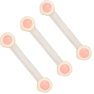 LADWA 3 Pieces Child Safety Strip Locks Baby Locks for Cabinets and Drawers (Pink, Pack of 3), Toilet, Fridge & More. Easy Installation, No Drilling Required