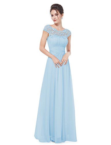 Ever Pretty Womens Lace Open Back Floor Length Evening Dress 14 UK Blue EP09993BL10