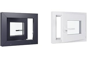 HEXA'FEN Fenêtre PVC bicolore - Triple vitrage - Tirant Droite - Blanc et Anthracite - LxH : 500x400 mm