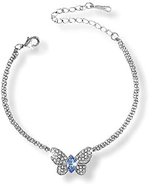 Celebrity Style End of Line Clearance Swarovski® Elements Crystals Bracelet Blue, Rose Pink, Lilac, Green Peridot Butterfly Pendant (Blue Sapphire Bracelet)