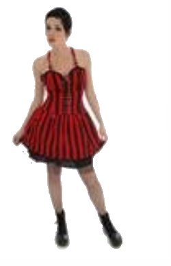 Steampunk Black Red Stripe Punk Emo Goth Dress M 10/12