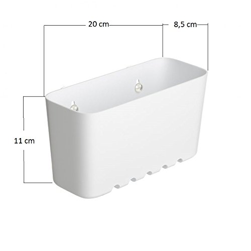 Duschregal Kunstoff weiß von SANIXA / Duschablage ohne Bohren mit Saugnäpfen / Duschkorb Wannenablage / Stabile Ausführung - 4