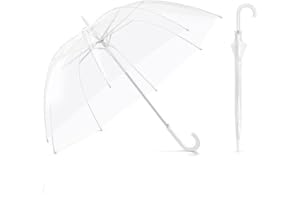 Generisch Paraguas Transparente Burbuja Con Apertura Automática - Cúpula Con Elegante Mango en Forma de J Para Hombres y Mujeres - Ideal Para Lluvia, Bodas, Bailes, Paseos Diarios