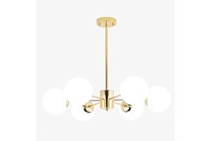 JT2D Nordique Lustre,contemporain E27 Dépoli Boule De Verre Antiquité Suspension Fer Pourgé Lustres Led Plafonnier Pour Salon Chambre Blanc 6 Lumières