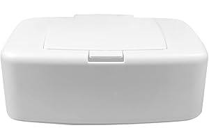 Ciieeo Wipe Storage Box with Lid, Single-Handed Plastic Wipes Dispenser for Baby Room, Dustproof Wet Container for Bathroom Outdoor, Portable and Refillable, 17x10.5cm
