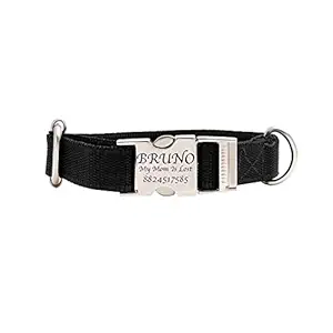 Petsaviour Custom Dog Collar, Adjustable Neck Collar for Small, Medium, Large Dogs, Metal Buckle, Personalized Engraved Dog Collar ((Small) 10