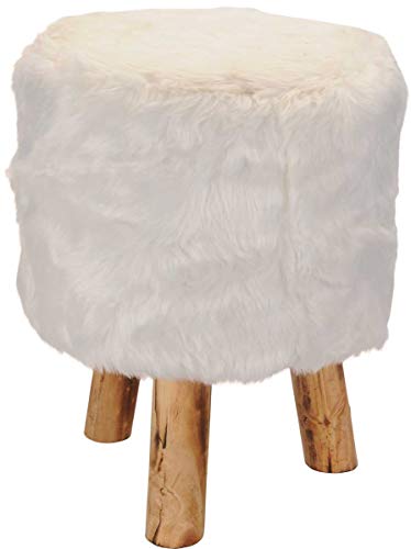 Toci Haushalt  - Taburete con Revestimiento de Piel, Color Blanco