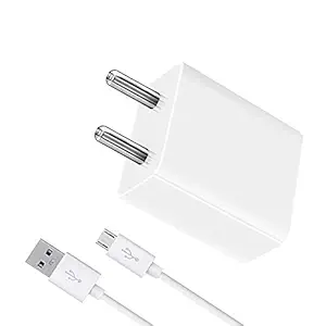 Fast Charger for Vivo Y15 / Vivo Y 15 Charger Original Adapter Like Mobile Charger | Power Adapter | Wall Charger | Fast Charger | Android Smartphone Charger | Battery Charger | Hi Speed Travel Charger With 1 Meter Micro USB Cable Charging Cable Data Cable (2.4 Amp,RE, WHITE)