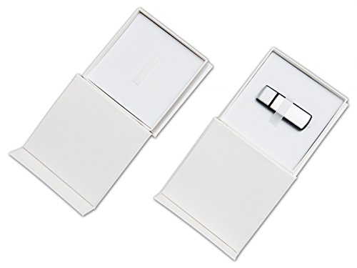 Hochzeit USB-Box mit Gummihalterung. Kunstleder Weiss. Ohne USB-Stick - 4