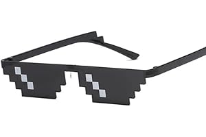 PLAYZOCO Gafas de Sol de Mosaico Pixel, Gafas de sol de píxeles Thug Life, Gafas de sol estilo 6-bit, Gafas de sol de estilo de videojuego retro, Gafas para disfraz, Gafas de sol Deal With It, Negro