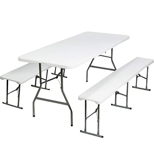 spécifications ProBache - Table pliante portable 180 cm et 2 bancs pliables pour camping buffet