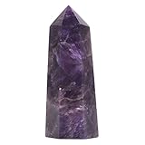 Justinstones Large African Amethyst Crystal Tower Healing Crystal Wand For Spiritual Use Hexagonal Point Reiki Chakra Gemstone Home Office Decor