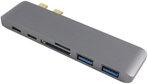 6-In-1 Dual Type-C to USB-C USB 3.0 Hub TF SD Card Reader for Macbook Pro