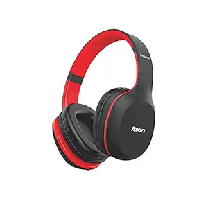 Foxin Thump 225 Over-Ear Wireless Bluetooth Headphones Comes with 40mm Drivers Deep Bass, AUX Connectivity, X Bass Sound Output with Ultra-Soft Ear Cups and Up to 25H Playback (Black-Red)