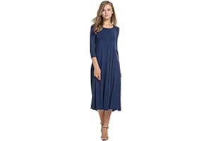 NIO Womens Ladies Plain Jersey Swing Dress Casual Long Sleeve Midi Dress Skater UK Size