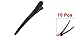 10 Pcs Black Metallic Single Prong Hair Clips Alligator Barrette 3.1" Long