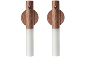 Cornesty 2 Pièces Veilleuse à Capteur de Mouvement LED Lumière de Capteur de Bâton de Bois USB Rechargeable Smart Light Lampe Veilleuse pour Escalier, Salle de Bain, Couloir, Garde-robe (Dark Bois)