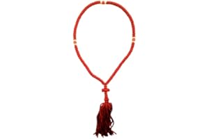 IconsGr Corda da Preghiera komboskini Greca Cristiano ortodossa Benedetta, Fatta a Mano, Rosso Chotki Ciondolo 100 Nodi dal Mount Athos (Grecia)