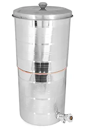 COPPER Kitchenware Steel Copper Water Filter Purifier Non Electric Water Filter Inside Copper Outside Steel 15 L
