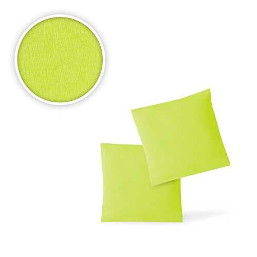 Kissenbezug Sofakissen-Bezug Zier.-Dekokissen-Hülle Chouchkissen-Überzug 2er Set Sparpack Kissenhüllen mit Reißverschluss in 10 Farben hochwertige Jersey Qualität 100% Baumwolle 40×40 cm apfelgrün - 2