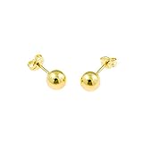 Cierre de Presión Pendientes de mujer, bola 6 mm en oro de 9 kts.  Bravo Heart  Pendientes de bola, pendientes infantiles, pendientes en oro amarillo, pendientes de bola, pendientes de mujer
