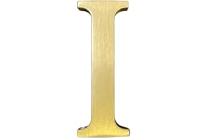 BWRMHME Letras autoadhesivas de latón macizo de 4,5 cm, letras doradas, números de casa, números de dirección, nombre de tienda, estudio, combinación para pared, decoración del hogar (letra I)