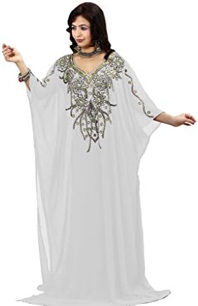 OKS Women's Kaftan Farasha Maxi Dress N12- White