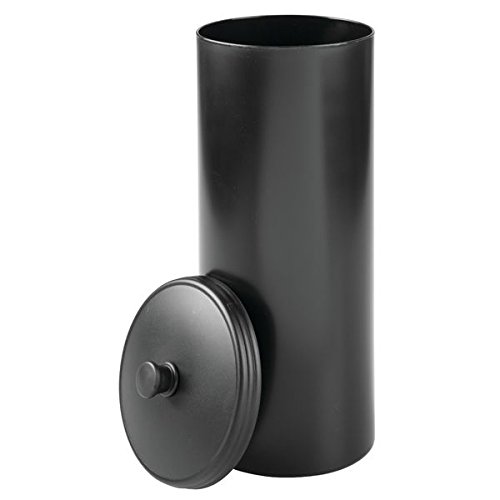 mDesign Toilettenpapierhalter ohne Bohren – Klorollenhalter fürs Badezimmer – Papierrollenhalter freistehend – schwarz - 4
