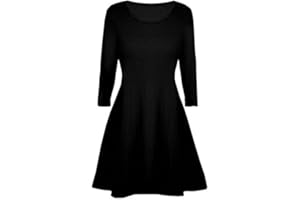 Fashion Star Kids Girls Womens Plain Long Sleeves Flare Franki A Line Mini Skater Swing Dress Top Age 5-13 Years