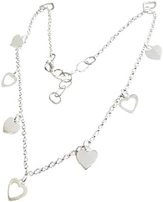 925 Sterling Silver Adjustable Heart Anklet - Exotic Jewellery for the Diserning
