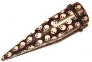 SINGLE Skulls Black + White Ear Tapers - Acrylic Expander Stretchers Plug Piercings 16MM