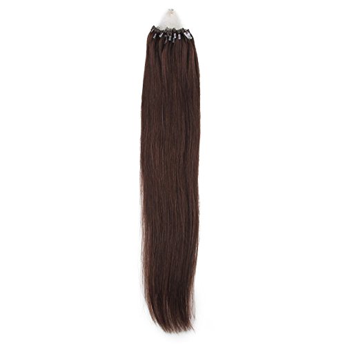 Beauty7 50 strands Loop Micro Ring Remy Human Hair Extension loop hair extension Fashion Hair Colors #2 dark brown Straight Hair Style 25g Weight 0.5g/strand