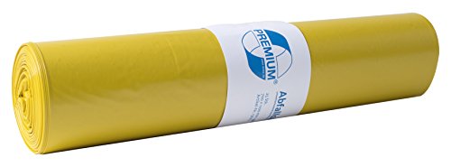 DEISS PREMIUM 13704 Abfallsäcke, 575 mm x 1000 mm, Typ 60, 25 pro Rolle, Gelb