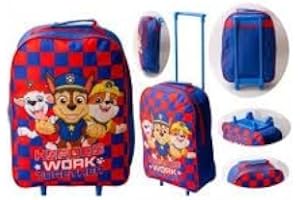 GIFTIDEAZZ TIMELESS GIFTS THAT REFLECT YOUR STYLE GIFTIDEAZZ Kids Wheeled Trolley Backpack - Foldable Suitcase Rucksack with Favorite Character Designs - Travel Carry-on Luggage for Children (Standard Paw Patrol Heroes Work Together Trolley)