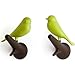 Qualy QL10067BR-G Pack of 2 Wall Hooks in Sparrow Design Brown/Green