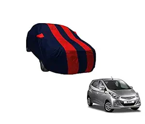 Auto Hub Water Resistant Mirror Pocket Car Body Cover Compatible with Hyundai Eon Model : 2012-2017 (Navy, Red)