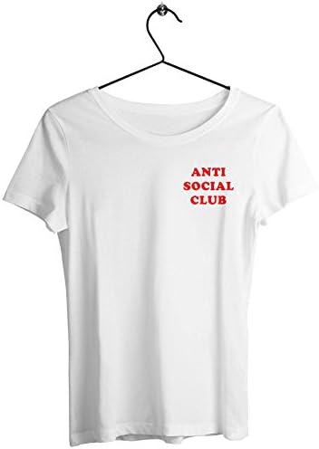 TOOWASTED Anti Social Club Red, Womens Pocket Shirt Anti Social Top, XX-Large, White