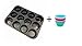 Produktbild TRAUMSHOP Muffinbackblech 12er und 12Stück Muffinförmen - aus Silikon Muffinblech hitzebeständig antihaftend Muffinbackblech für Cupcakes, Brownies, Kuchen, Pudding