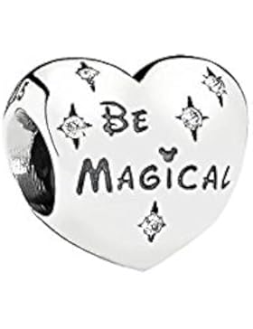 Sei Magical Disney Herz Solide Armband Charme Sterling Silber S925