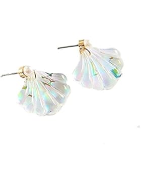 Meerjungfrau Regenbogen Muschel Ohrstecker Ohrringe Mermaid Schmuck Schimmernd Transparent