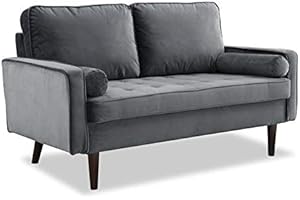 Home Detail Velvet Fabric 2 & 3 Seat Sofa Suite Couch Set Upholstered Luxury Living Room Suite (Grey, 2 Seater Sofa Only)