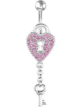 Bauchnabel Piercing mit rosa Swarovski Kristall