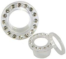 Size 3g/6MM Transparent UV Flesh Tunnel - You get 2 Pieces in one Plastic Bag - we use Sawovski Crystals - Bling Bling!! - Different Choose from The Drop Down menu