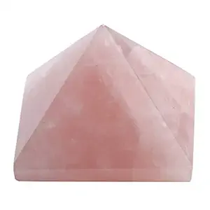 Purpledip Rose Quartz Gem Stone Pyramid: Hand Polished Natural Healing Rock for Positive Energy (10902)