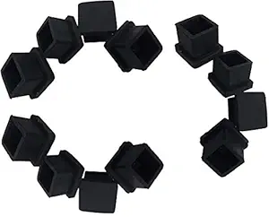 MILAD End Cap Rubber Square / PVC Furniture Feet Leg Cap(1 L x 1 W x 1.5 H in Inches, Black | Set of 12 Pcs)