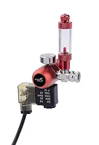 AquaNature Compact Single Gauge Co2 Regulator with Solenoid Valve + Bubble Counter for Aquarium (Red)