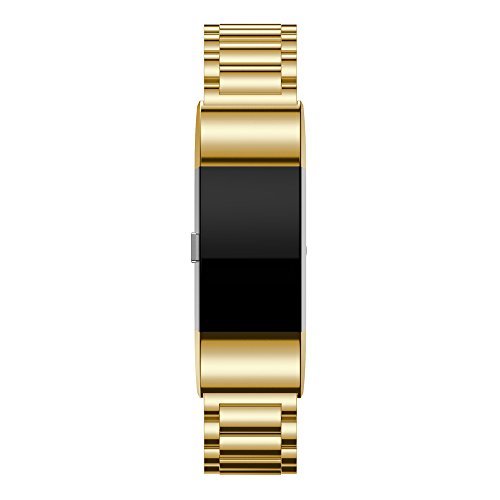 Fitbit Charge 2 Armbänder, IVSO Edelstahl Metall Armband Ersatz Uhrenarmband für Fitbit Charge 2 Armband Zur Herzfrequenz und Fitnessaufzeichnung (Für Fitbit Charge 2, Golden) - 3