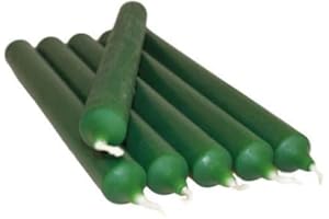 REQUISITE NEEDS Pack of 10 x Colourful Paraffin Wax Dinner Stick Candles (Dark Green)