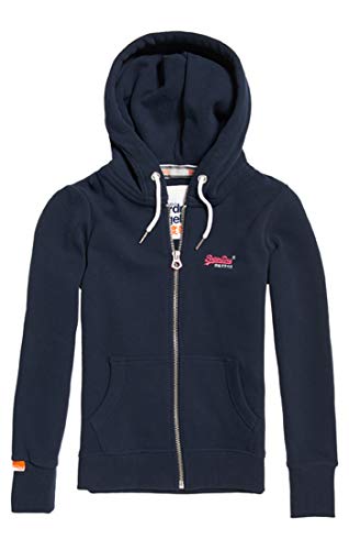 Superdry Label Ziphood Pull, Bleu (Eclipse Navy 98T), XX-Small (Taille Fabricant: 6) Femme